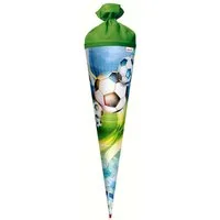 Schultüte Motiv-Schultüte Fußball 70cm rund Rot(h)-Spitze Filzverschluss