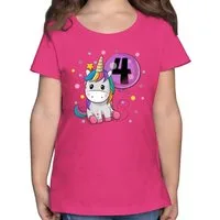 Shirtracer T-Shirt Einhorn 4 Geburtstag Mädchen Kindergeburtstag 4 Jahre 4. Geburtstag