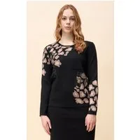 Passioni Strickpullover mit Leopardenmuster und Strassdetails