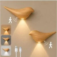 Lapalife LED Wandleuchte Akku Vogel-Wandleuchte Innen, Wandlampe Mit Bewegungsmelder, 3 Farben, 2er Pack, Kabellos Magnetisch, für Kinderzimmer Flur Treppe Dekoration