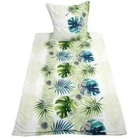 HTI-Living Bettwäsche Bettwäsche 2-teiliges Set 135 x 200 Monstera, Polyester, 1 teilig, mit Reißverschluss