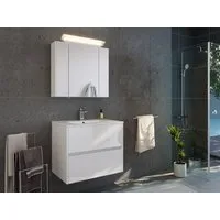 Magnolia Home Badmöbel-Set Badmöbelset Taifun 70cm 2tlg mit Spiegelschrank weiß Hgl