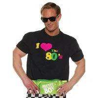 Underwraps Kostüm 80er Jahre Shirt 'I Love The 80's', Motto-Shirt für die nächste Retro-Party