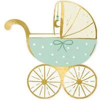partydeco Papierserviette, Servietten Kinderwagen 14x15cm 20 Stück blau gold