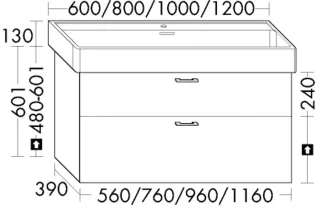 Burgbad Waschtischunterschrank System 30 Preisgruppe 1 Aqua 601x960x390 Kieselgrau Matt WYKL096F6918