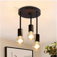 ZMH LED Deckenleuchte 3/6 Flammig Deckenstrahler Vintage E27 Schwarz-Gold Schlafzimmer, mit 3 Spots Kronleuchter, LED fest integriert, Modern Deckenspots für Esszimmer Küche