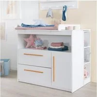 roba® Wickelkommode Wickeltisch Lea/Lilo, abnehmbarer Wickelaufsatz - 2 Schubladen, 1 Tür, 1 offenes Fach