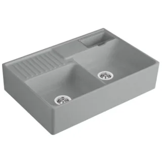 Villeroy und Boch Spülstein Doppelbecken 632392SL Ablaufgarnitur, Exzenterbetätigung, Resteschale, Stone