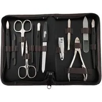EloModa Maniküre-Kosmetik-Etui 12teiliges Solingen* Maniküre Set mit Leder-Etui Nagelpflege, Made in, 12 tlg., Made in Germany, Solinger Qualität, Echtleder-Etui, Gehärteter Stahl