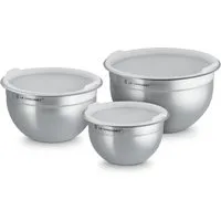 LE CREUSET Rührschüssel Rührschüsselset mit Deckel, Edelstahl, 3-teilig, Ø 19/23/27cm, 41901000010000