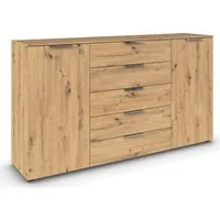 rauch Schubkastenkommode Flipp Schubladenkommode Wäscheschrank Schrank (Breite 160/180 cm mit 4 Einlegeböden), 2-türig mit 5 Schubladen und Soft-Close-Funktion in zwei Breiten