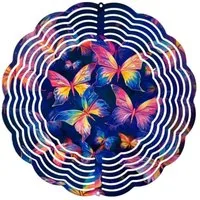 Ladreas Windspiel Edelstahl 3D Windspiel Windspinner 20cm Schmetterlinge Bunt Neon WI58