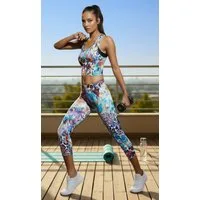 Bas Bleu Funktionsleggings farbenfroh, Caprileggings, 3/4 Hose für Fitness, Sport & Freizeit