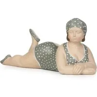 Moritz Dekofigur Deko-Figur mollige Badenixe im Badeanzug liegend Maritime Deko, Polyresin Figuren Deko Geschenk Geometrische TierFigur Modern Skulptur