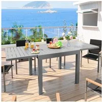 GUNJI Gartentisch Aluminium Ausziehbarer Gartentisch Balkonmöbel für 4 bis 10 Personen (1 Tisch, wetterfest, stabil, robust und langlebig, ideal für Garten & Terrasse), Flexibel erweiterbare Tischplatte (80/130 cm und 130/260 cm)