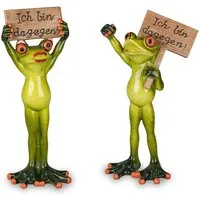 formano Sammelfigur 2er Set lustige Frösche Frosch als Demonstrant mit Schild Froschpaar