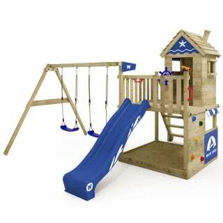 Spielturm Smart Lodge 120 - Massivholz Kletterturm mit Rutsche, Sandkasten und Treppe - Sicherer Spielplatz für den eigenen Garten - Wickey