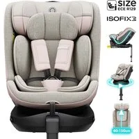 Daliya® Autokindersitz BRAVO i-Size Auto-Kindersitz, 360° drehbar, mitwachsend, atmungsaktiv, ab: ab Geburt, bis: bis 12 Jahre, ab: 40 cm, bis: 150 cm, (Neugeborenen-Set, 4-tlg), 8 Stufen Sitzneigung, verstellbare Kopfstütze, Stützbein, Belüftet
