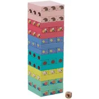 relaxdays Stapelspielzeug Bunter Wackelturm aus Holz mit Tieren