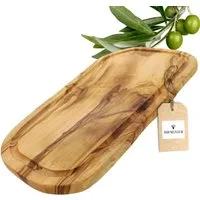 Hofmeister Schneidebrett Olivenholz 40 x 20 cm mit Saftrille, Olivenholz