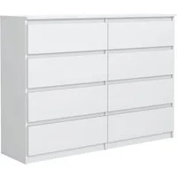 MAGOWA Schubkastenkommode Kommode 140 cm – moderne Kommode mit 8 Schubladen mit extra Stauraum (Vielseitig einsetzbar), Breite 138,5 cm - Höhe 101,5 cm - Tiefe 39 cm