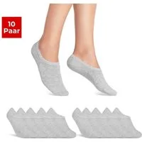 sockenkauf24 Sneakersocken 10 Paar Damen & Herren Füßlinge unsichtbare kurze Socken (Grau, 43-46) mit Silikonpad gegen Verrutschen - 16805 WP