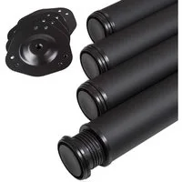 SO-TECH® Tischbein Ø 76 / 80 mm, belastbar bis 75 kg pro Stück, H: 71cm, Stahl, schwarz, höhenverstellbar bis 32mm, 4x