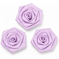 Creativery Streudeko, Satinrosen 6cm zum Basteln & Aufnähen 3 Stück Helllila