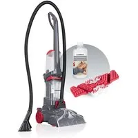 CLEANmaxx Teppichreinigungsgerät Teppichreiniger AquaStream Plus 3 in 1: waschen, reinigen, absaugen, 800 W, 800W grau/rot Professional mit Teppichshampoo & Ersatzbürste