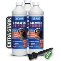 bio-chem Backofenreiniger 1000ML – EXTRA STARK ohne Schrubben Backofenreiniger (Starker Fettlöser, [- Backofenreiniger 3x 1 L + Pinsel schwarz Extra starke Fettlösekraft)