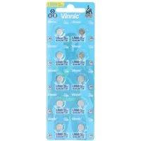 VINNIC 10 Stück AG1 Alkaline-Einweg-Batterie Type G1, AG1, L621, LR60, 6,8x6 Knopfzelle, (1,5 V)