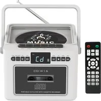 Greadio W16 Tragbarer CD-Player Kassettenrekorder mit Bluetooth 5.1 FM Radio CD-Player (Bluetooth)