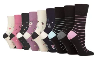 9er-Pack Bambus-Socken Damen | Gentle Grip | Extra Wide Soft Top Non Elastic Socken - SOLRM414237
