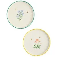 Next Geschirr Maisie Beilagenteller mit floralem Muster, 2er-Set, Steingut