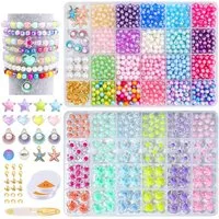 CLTYQ Ketten und Armband Set Armbänder Selber Machen Kinder,Farben Armband Meeresthema Bastelset (835-tlg), Schmuckzubehör zum Auffädeln, DIY Armband Selber Machen Kit