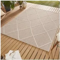 SIMPEX24 Outdoorteppich Boho Design, Läufer, Höhe: 8 mm, In & Outdoor Teppich Beige Boho Design für Küchen Balkon Terrasse