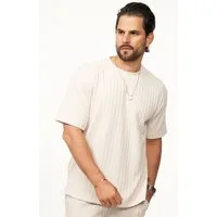 CARISMA T-Shirt mit Strickstruktur & Rundhals für Herren Kurzarm Shirt mit Crew-Neck Ausschnitt im Regular-Fit