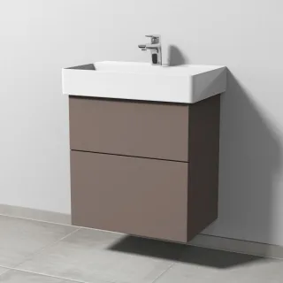 Sanipa 3way Waschtischunterbau zu Duravit Dura Square Waschtisch mit 2 Auszügen, Taupe-Matt SP4231T