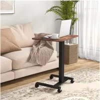 Vinsetto Schreibtisch Höhenverstellbarer Laptoptisch mit Rollen (Computertisch, 1-St., Arbeitstisch), Rustikal-Braun 65 x 48 x 68-108 cm