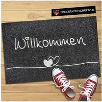 WELLMODA Fußmatte "Willkommen" I genähter Schriftzug I rutschfest & waschbar, rechteckig, Höhe: 7 mm