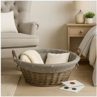 HTI-Living Aufbewahrungskorb Aufbewahrungskorb 57 x 44 cm Weide (Stück, 1 St., 1 Korb mit Bezugsstoff), Wäschekorb Bügelkorb Kaminholzkorb