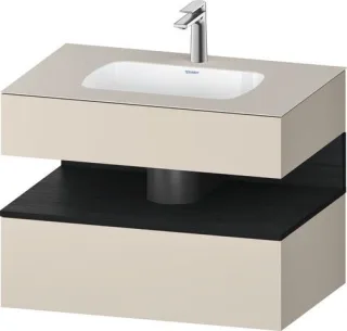 Duravit Qatego Einbauwaschtisch mit Konsolenwaschtischunterbau Eiche Schwarz & Taupe Matt & Supermat QA4785016830010