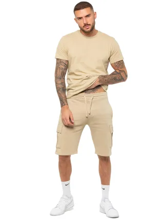 Enzo | Herren T-Shirt Trainingsanzug mit Shorts Set- Stone