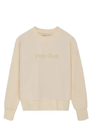 Sweatshirt ecru mit gummiertem Polo Club-Logo auf der Vorderseite