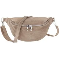 MIRROSI Bauchtasche Damen, Wildleder, Made in Italy, Umhängetasche, Brusttasche (Schultertasche für jeden Anlass (1 Tasche & 1 Gurt), 33x18x12cm, Reißverschlussfach auf der Rückseite), Crossbody Bag, Schulterriemen Länge verstellbar