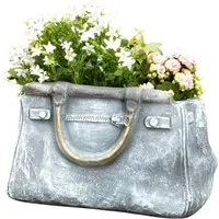 Dekoleidenschaft Blumentopf "Handtasche" in Stein Optik, Pflanztopf in Taschenform, Pflanzgefäß (1 St), Gartendeko für Draußen, Pflanzschale, Blumenschale, Übertopf