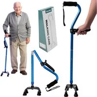 AKKEE Gehstock Geh- und Aufstehhilfe für Senioren & Erwachsene, mit 4 Beinen, Aluminiumlegierung 78-95cm 8-stufige Höhenverstellung