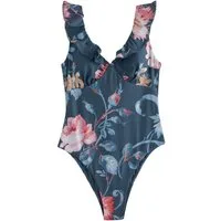 LAURA ASHLEY Badeanzug Laura Ashley bauchformender Badeanzug mit Rüschen (1-St)