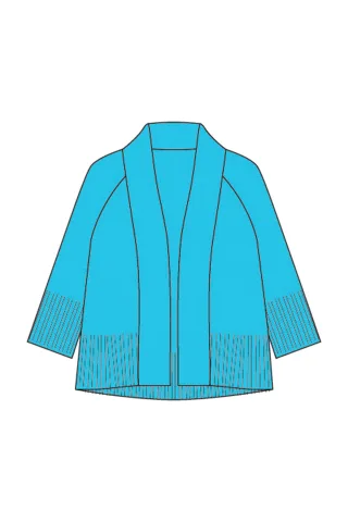 Milano Italy - open short cardigan w 3/4 raglan sleeves aqua - Gr. - XS