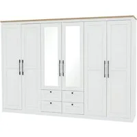 OTTO home Kleiderschrank Büsum Schlafzimmer Schrank mit 6 Türen und Spiegel (stabile robuste Bauweise mit optimaler Aufteilung - Breite 3m) Schlafzimmerschrank Landhaus Design Garderobe Schrank Bestseller